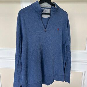 Polo Ralph Lauren Men's Blue Quarter Zip Pullover Sweater Large